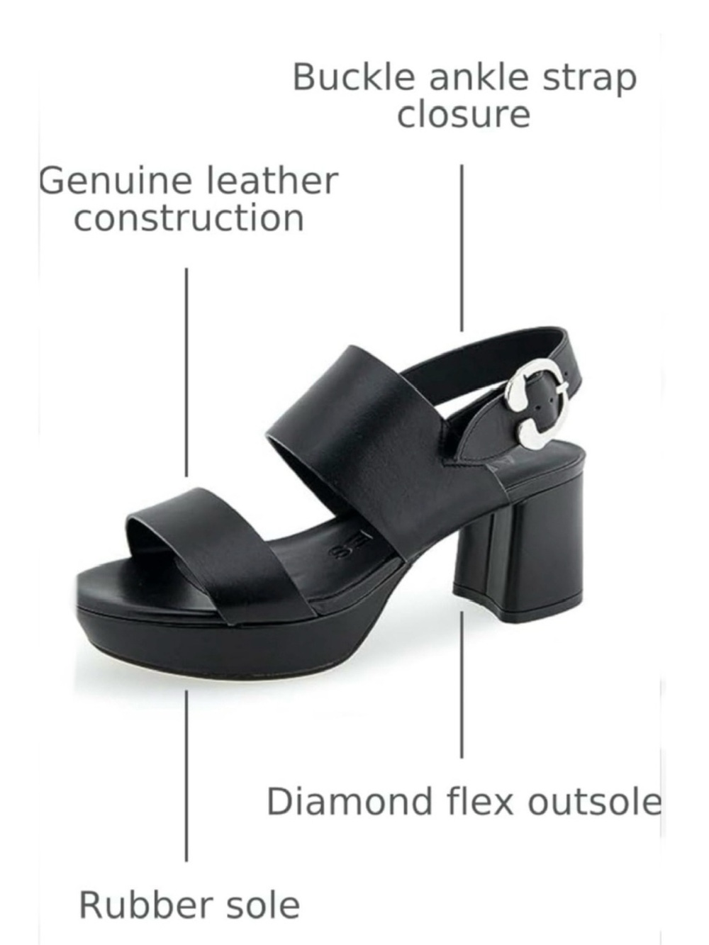 AREOSOLES Camera Leather Platform Sandal in Black - Picture 6 of 16